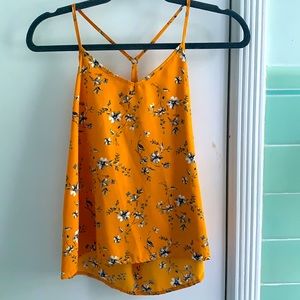 Yellow floral tank top